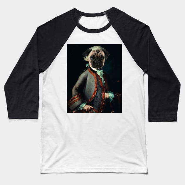 Amadeus Pug gang Mozart Baseball T-Shirt by Loveday101